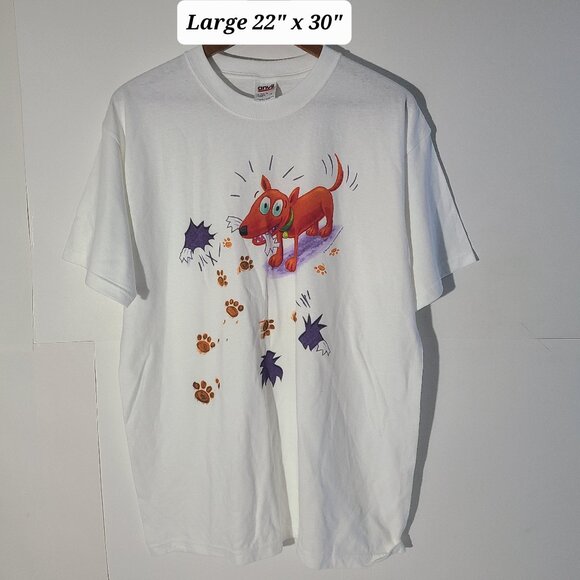 Vintage Human I Tees Naughty Dog White Large Anvil T-Shirt - Picture 1 of 5